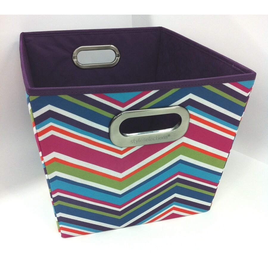 Style Selections HD-138464D 12-in W x 10-in H x 14-in D Chevron Print Fabric Stackable Milk Crate