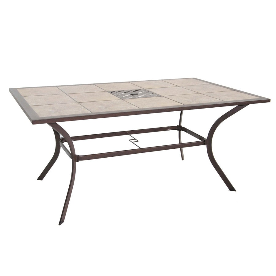 Garden Treasures Eastmoreland Tile Top Textured Brown Rectangle Patio Dining Table At Lowes Com