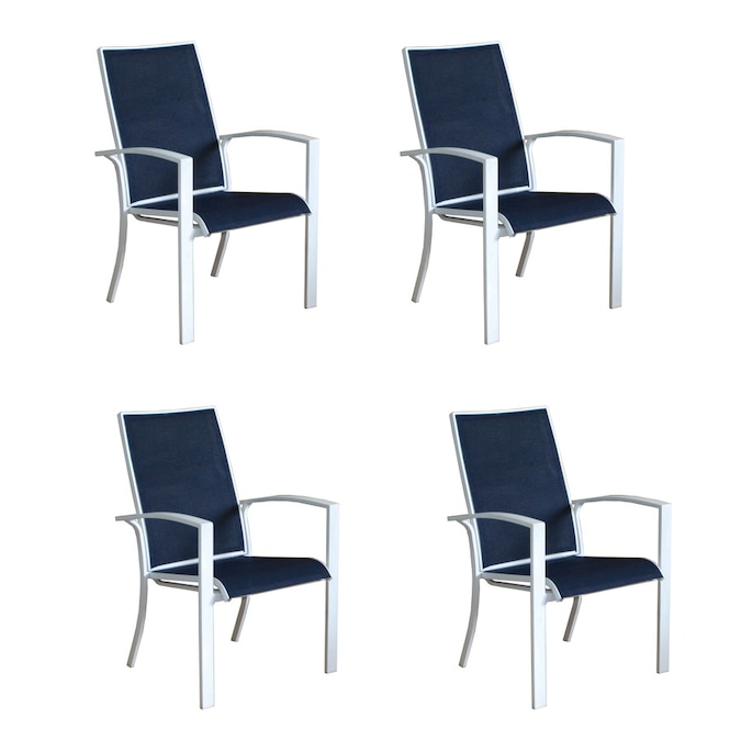 Allen Roth Ocean Park 4 Count White, White Aluminum Patio Dining Chairs