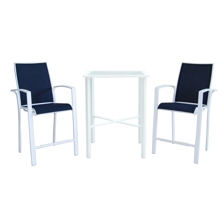 Allen Roth Ocean Park 3 Piece White Glass Dining Patio