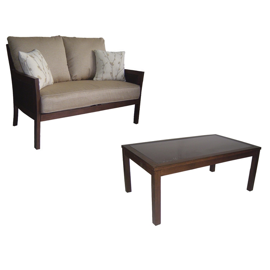 Allen Roth 2 Piece Binkley Patio Loveseat And Coffee Table Allen Roth 2 Piece Binkley Patio Loveseat And Coffee Table Set With Textured Tan