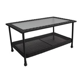Coffee Patio Tables At Lowes Allen Roth Glenlee 21 5 In W X 39 25 L Rectangular Steel Wicker