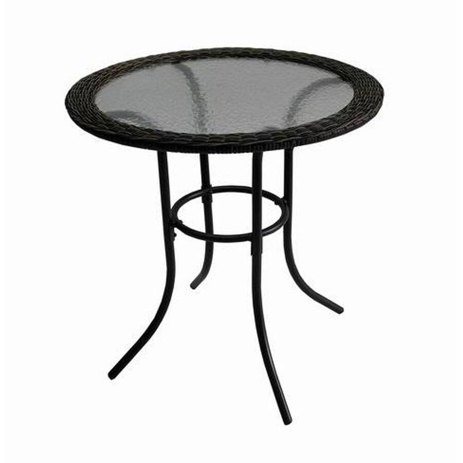 Garden Treasures Severson Glass Top Textured Black Round Patio