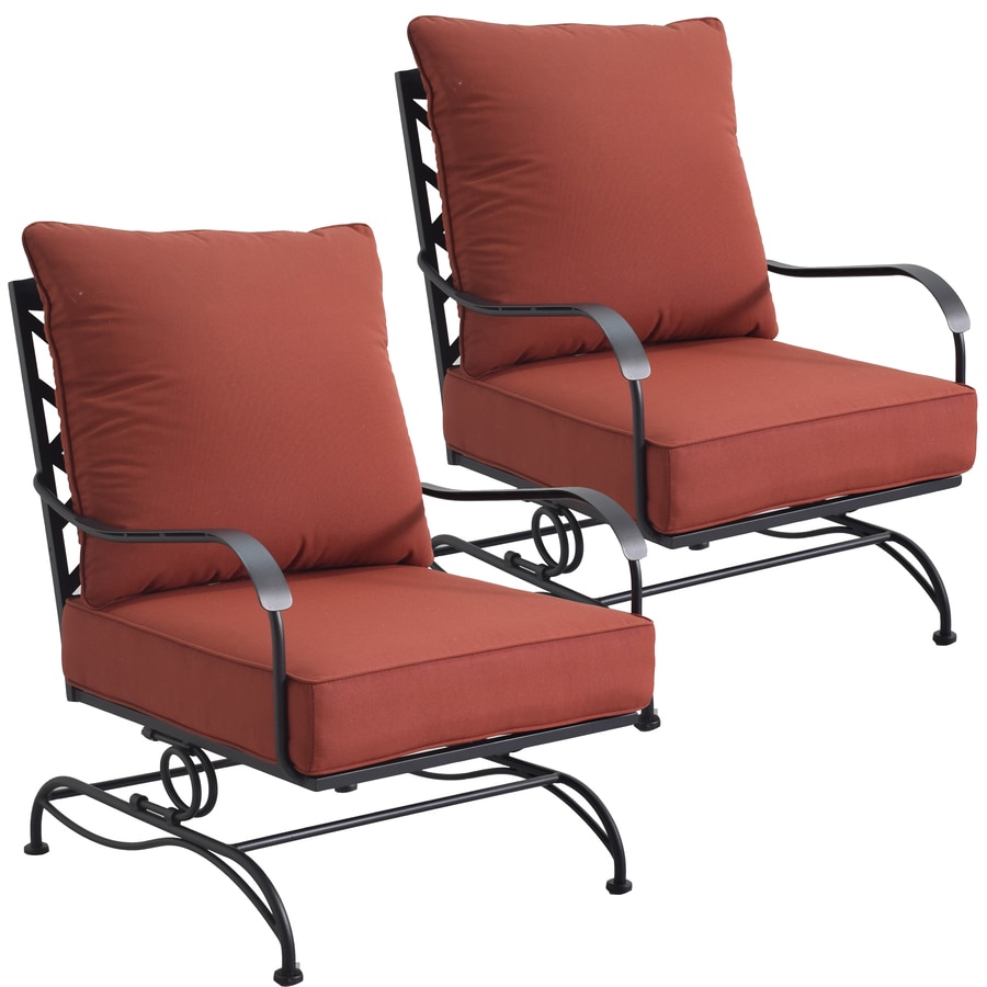 Style Selections SAN TERRA Set of 2 Metal Spring Motion Conversation Chair(s) with Red Slat Seat