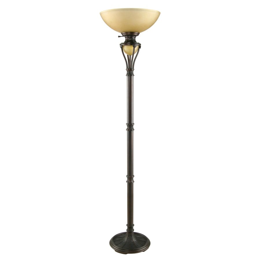 Portfolio 72.5in Aged Bronze 3Way Torchiere Floor Lamp with Glass