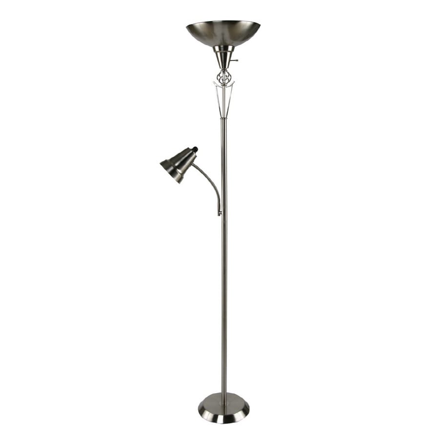 Portfolio 3 Way Brushed Nickel Torchiere Floor Lamp With