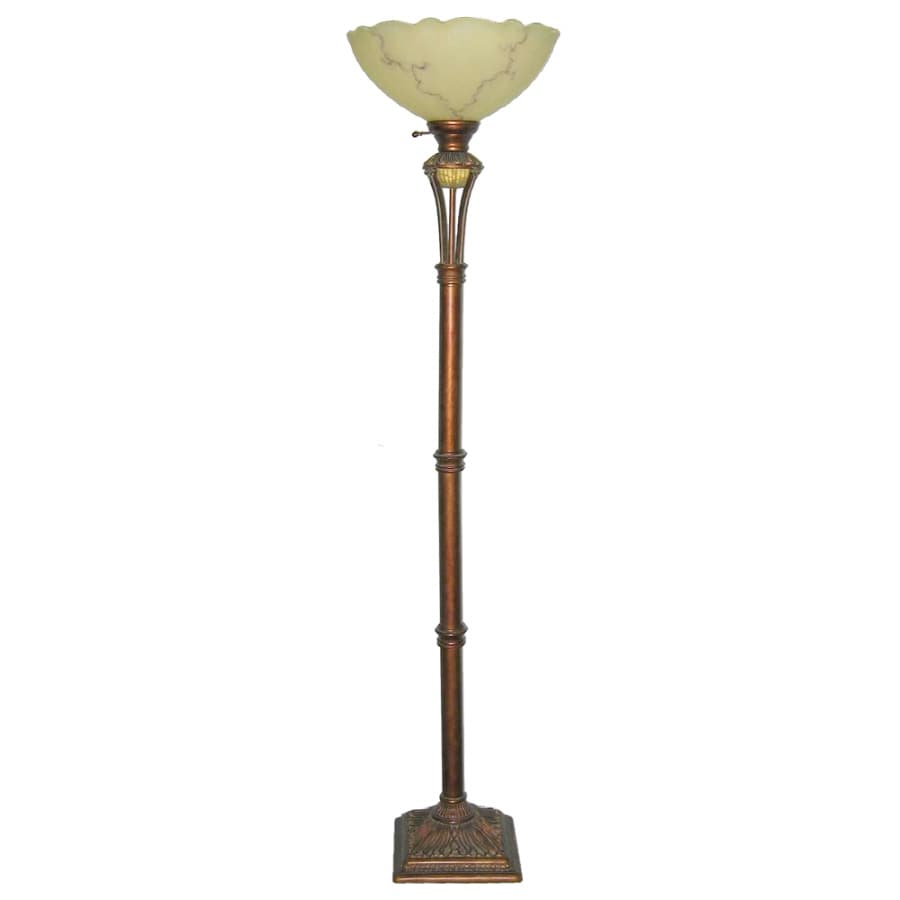 74 1 2 In 3 Way Europa Gold Torchiere Indoor Floor Lamp With Glass Shade