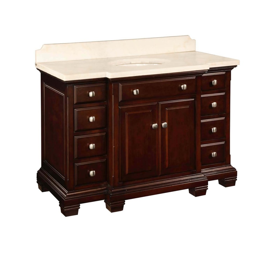 Allen + roth Espresso Vanity with White Natural Marble Top