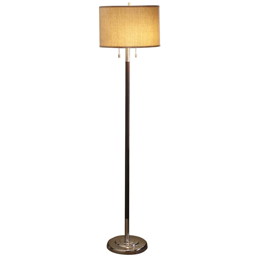 Allen + roth 62.5-in Satin Nickel Shaded Floor Lamp with Fabric Shade