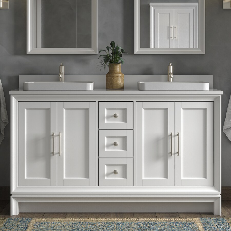 ED Ellen DeGeneres Anaheim 60in White Semirecessed Double Sink