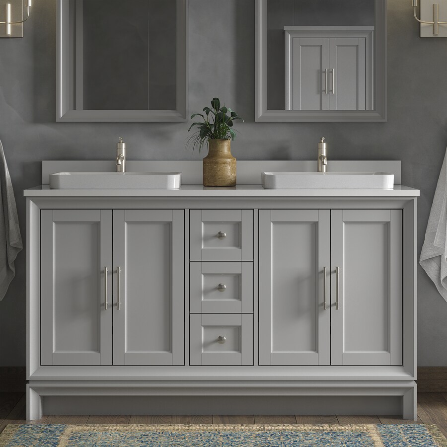 ED by Ellen DeGeneres Anaheim 60in Light Gray Double Sink Bathroom