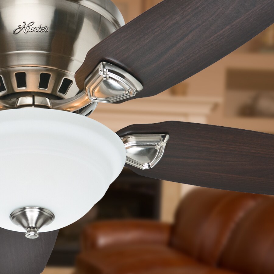 Hunter Louden 46in Brushed Nickel Indoor Flush Mount Ceiling Fan with