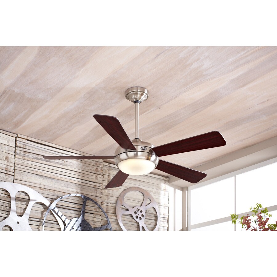 Hunter 52 In Palermo Led Brushed Nickel Ceiling Fan With Remote At