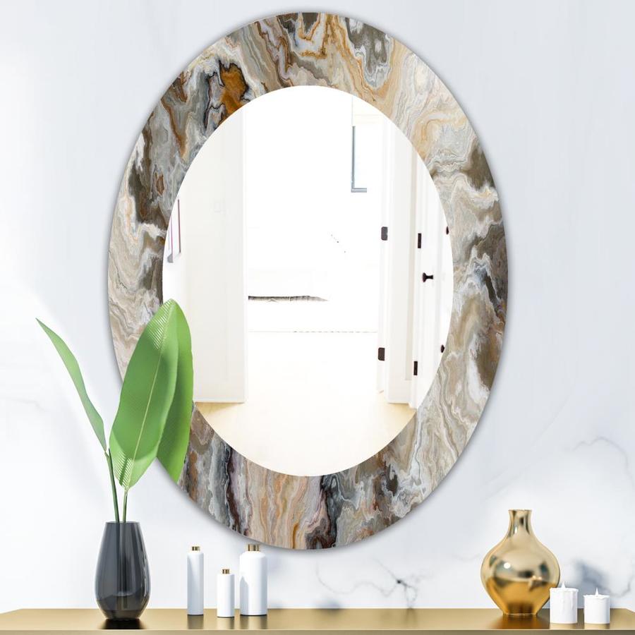 Designart Designart 'Onyx Detail Composition' Mid-Century Mirror- Oval ...