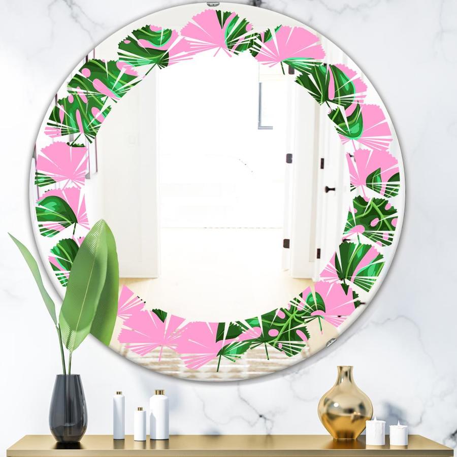 Designart Designart 'Tropical Palm Leaves III' Modern Round Wall Mirror ...
