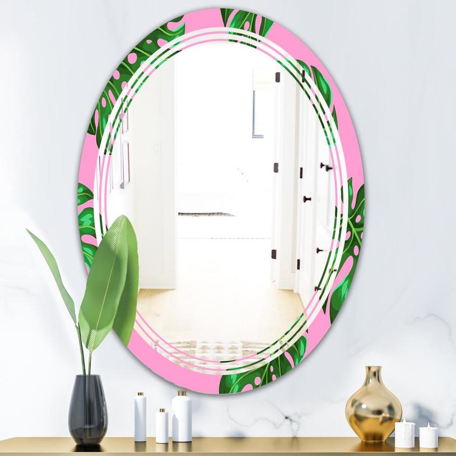 Designart Designart 'Tropical Palm Leaves III' Modern Oval Wall Mirror ...