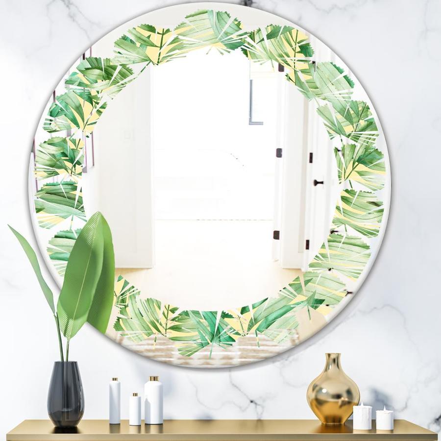 Designart Designart 'Tropical Retro Foliage' Modern Round Wall Mirror ...