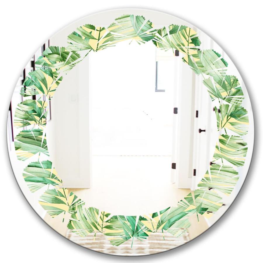 Designart Designart 'Tropical Retro Foliage' Modern Round Wall Mirror ...