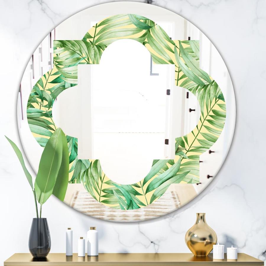Designart Designart 'Tropical Retro Foliage' Modern Round Wall Mirror ...