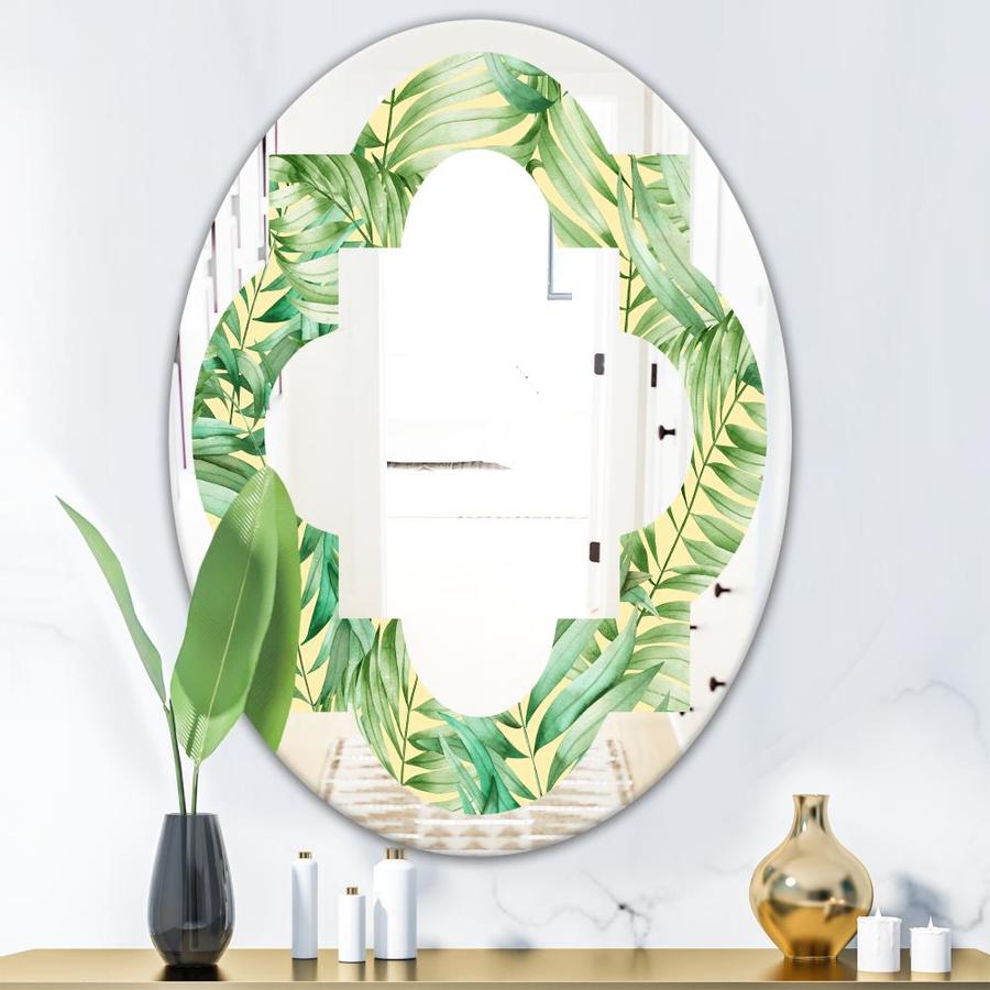 Designart Designart 'Tropical Retro Foliage' Modern Oval Wall Mirror ...