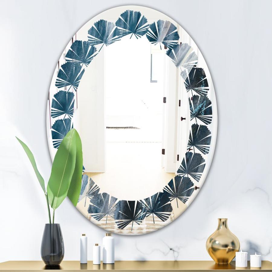 Designart Designart 'splash Blue Indigo' Modern Oval Wall Mirror ...