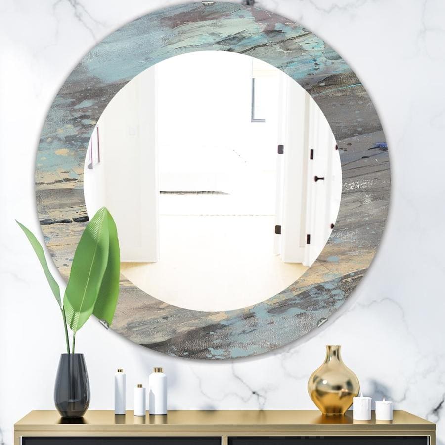 Designart Designart 'Rock Teal Panel I' Modern Mirror- Oval or Round ...