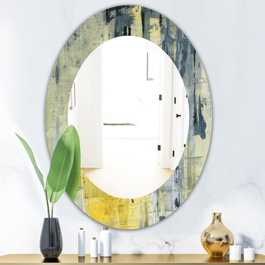 Designart Designart 'Yellow and Black Element' Modern Mirror- Oval or ...