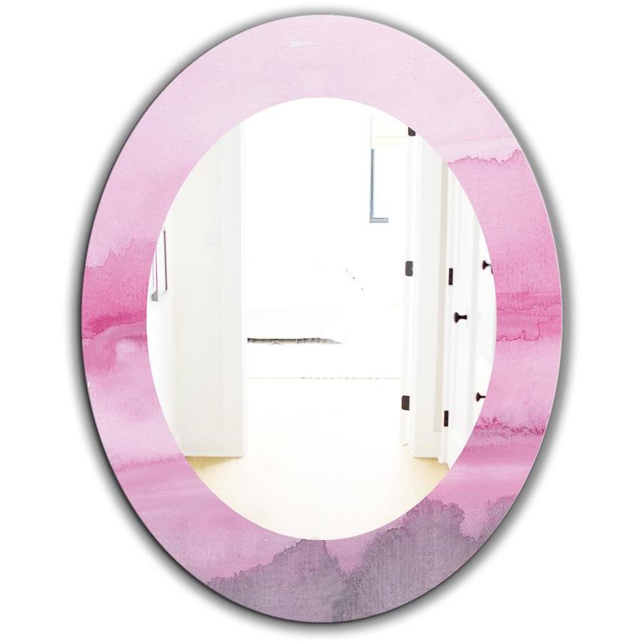 Designart 23.7-in L x 23.7-in W Oval Pink Polished Wall Mirror in the ...