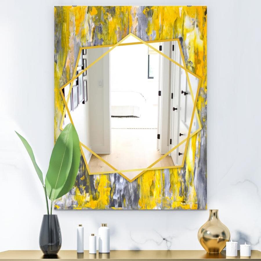 Designart Designart 'Grey and Yellow Abstract Pattern' Modern Mirror ...