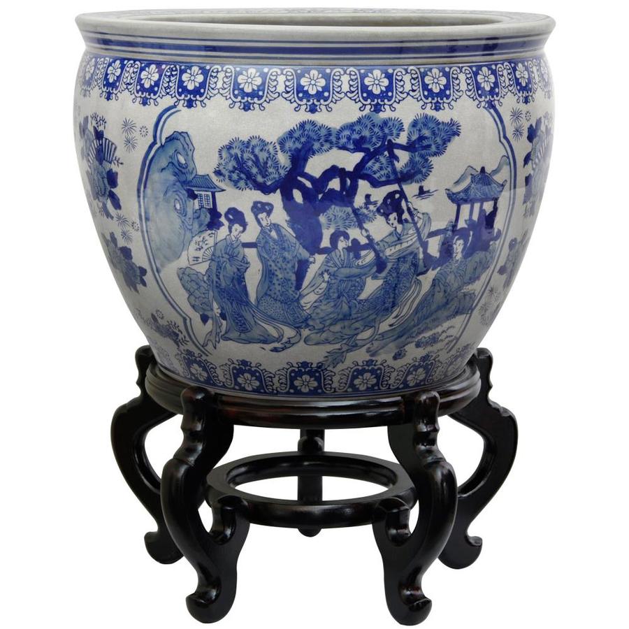 Oriental Furniture 18.5-in W x 13.5-in H Blue and White Ladies ...