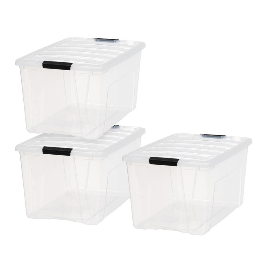 IRIS 3-Pack Stack and Pull 18-Gallon (72-Quart) Clear Tote with ...