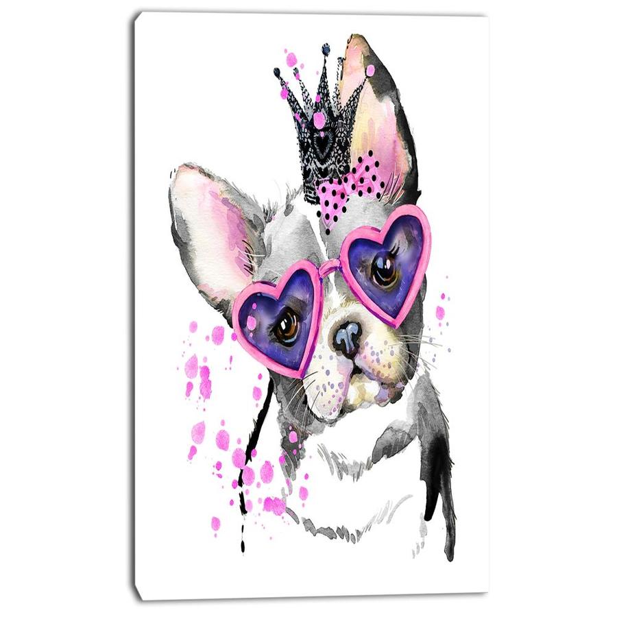 Designart Sweet Funny Dog with Glasses- Animal Canvas Wall Art in the ...