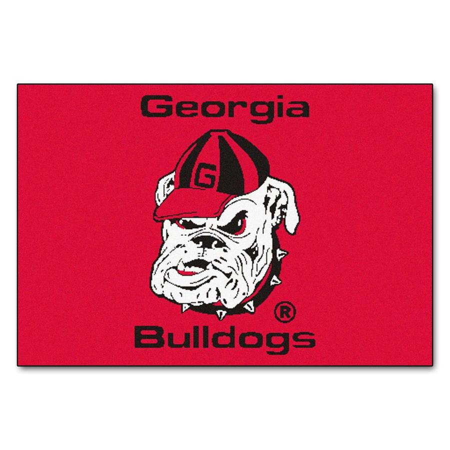 FANMATS Bulldogs 11/2ft x 21/2ft Red Rectangular Indoor
