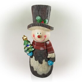 Perfect for Friends and Family Small Whimsical Lighted Christmas Home Decor Standing Figurine Sunnydaze Indoor Rustic Twinkling Snowman Statue with LED Lights