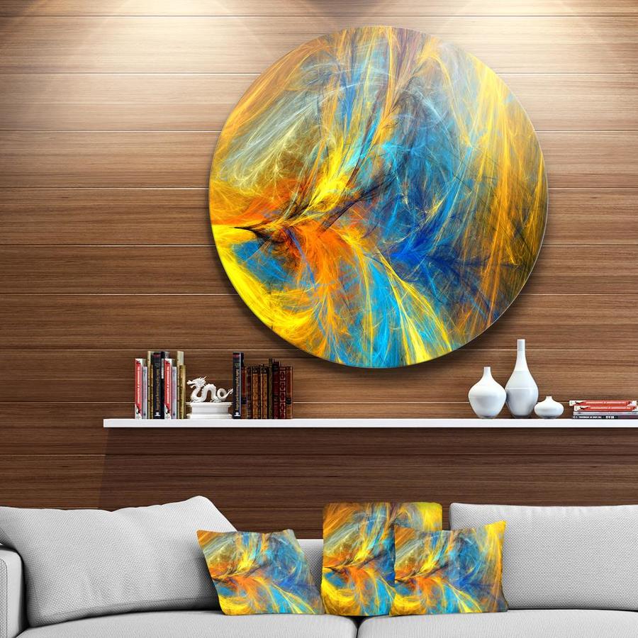 Designart Gold and Blue Psychedelic Pattern'Abstract Metal Circle Wall ...