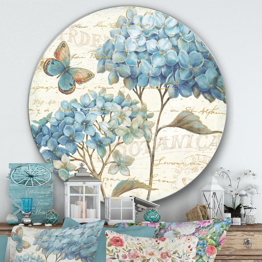 Designart Designart 'butterfly Blue Garden II' Farmhouse Metal Circle ...