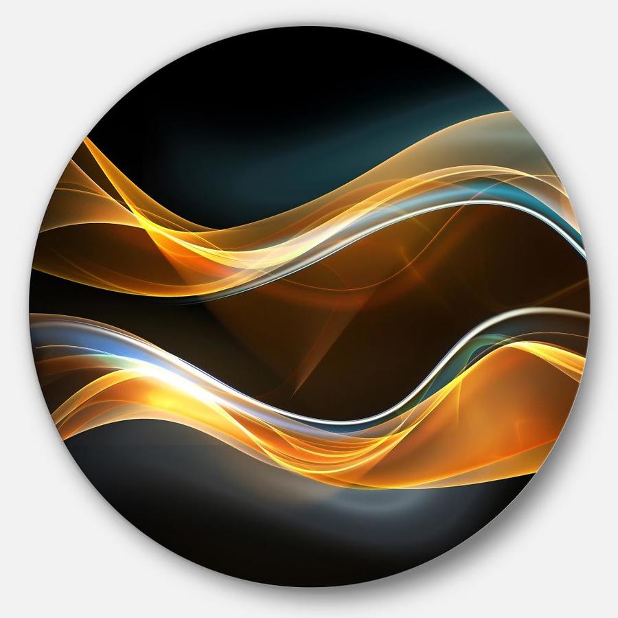 Designart 3D Gold Waves in Black' Abstract Circle Metal Wall Art in the ...