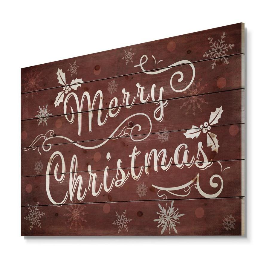 Designart Designart 'Merry Christmas Season Greetings on Red' Print on ...