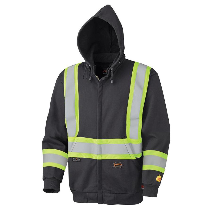 Pioneer High Visibility, Flame Resistant Zip-Style Safety Hoodie with 2 ...