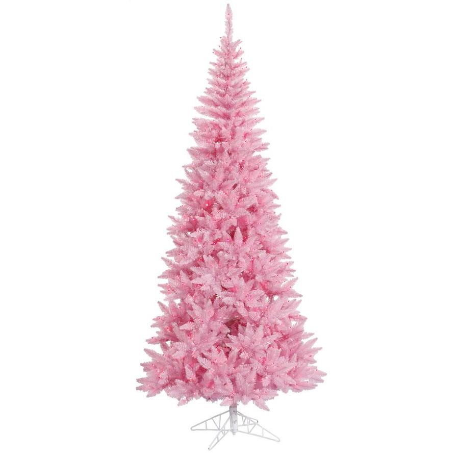 Vickerman 2 83 Ft Pre Lit Traditional Slim Pink Artificial Christmas Tree With 400 Constant Pink Incandescent Lights In The Artificial Christmas Trees Department At Lowes Com