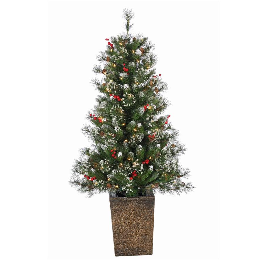 Sterling Tree Company 5ft Pine PreLit Potted Artificial Christmas