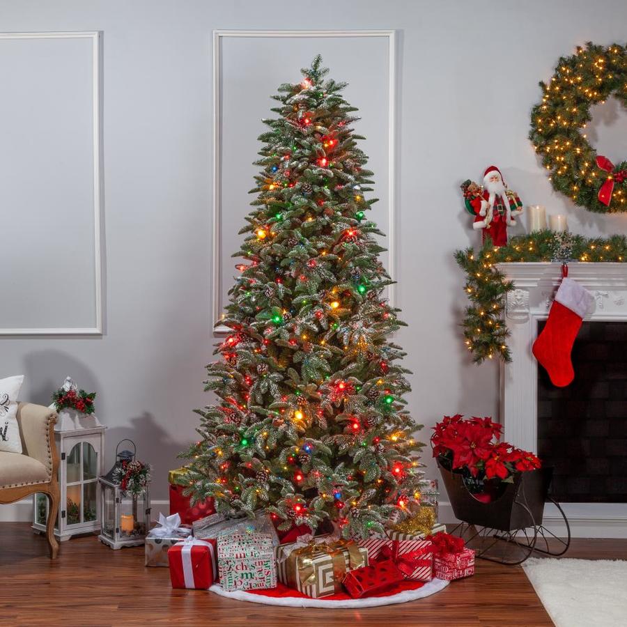 Sterling Tree Company 7.5-ft Pine Pre-Lit Traditional Flocked ...