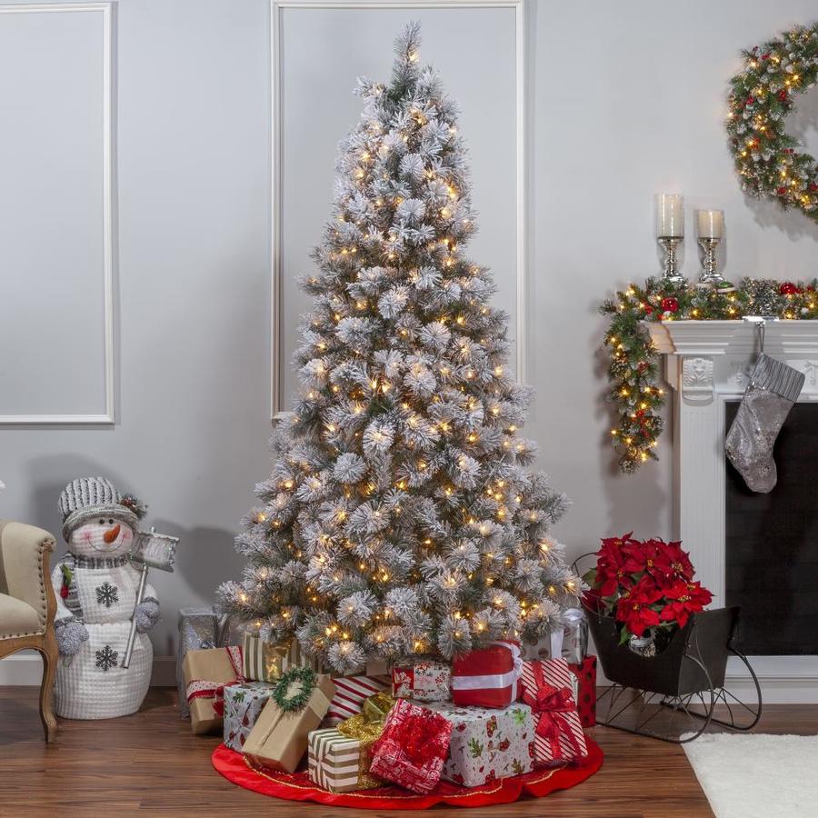 Sterling Tree Company 7.5-ft Pine Pre-Lit Traditional Flocked ...