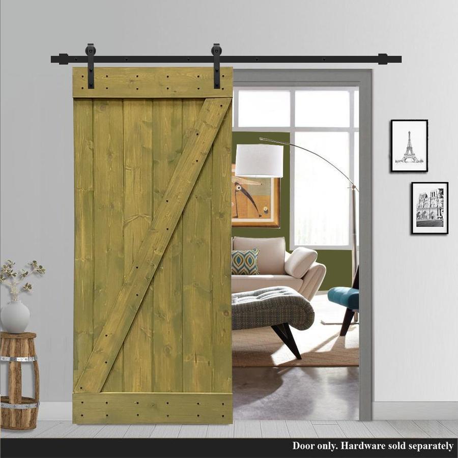 CALHOME Zbar Wood Barn Door Jungle Green 30-in x 84-in Jungle Green 1 ...