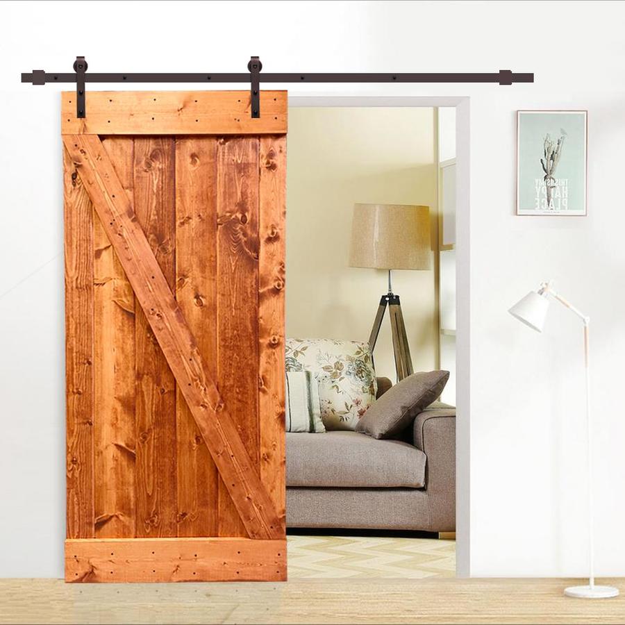 CALHOME Zbar Wood Barn Door Red Walnut AB72 24-in x 84-in Walnut 1 ...