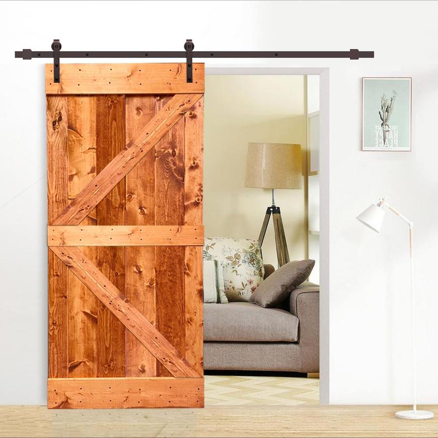 CALHOME Kbar Barn Door Red Walnut AB72 30-in x 84-in Walnut 2-Panel ...