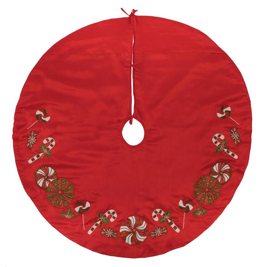 Vickerman Vickerman 52-in Red Beaded Candy Cane Christmas Tree skirt in ...