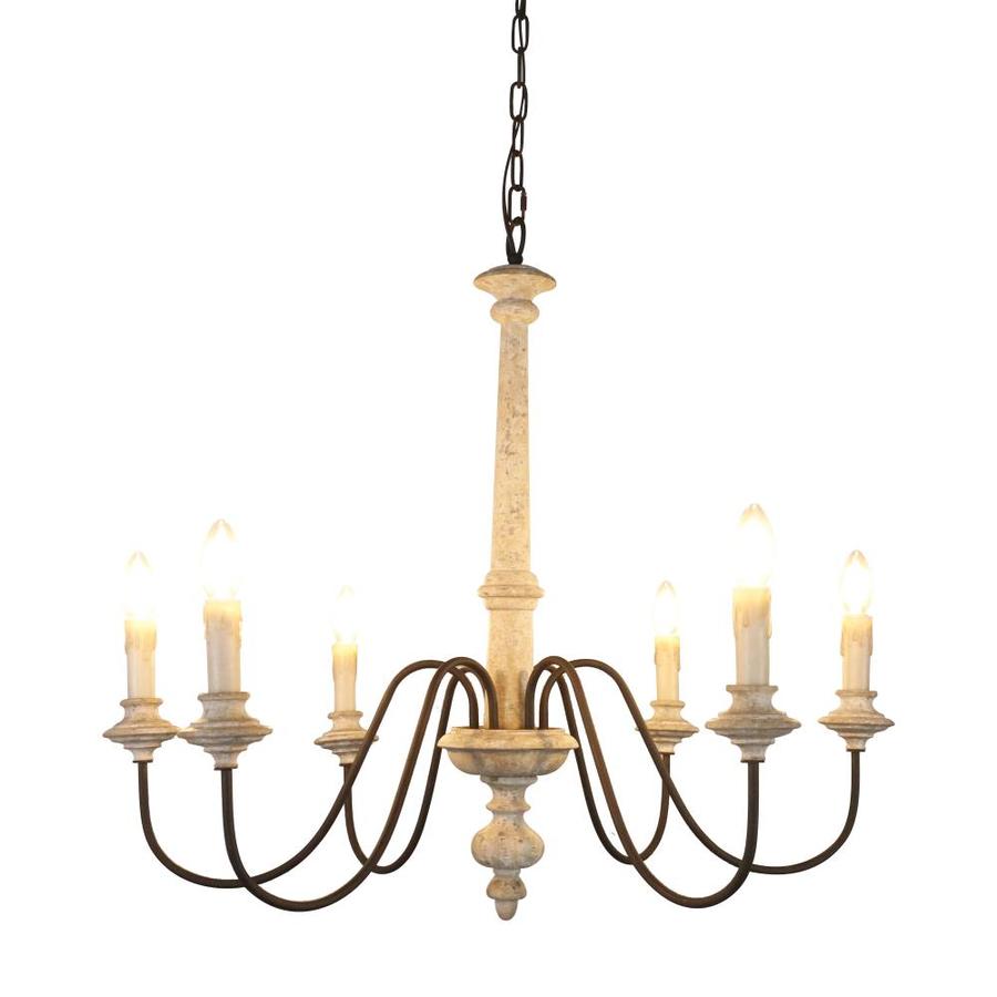 Oaks Decor Farmhouse wood chandelier 6Light Antique White