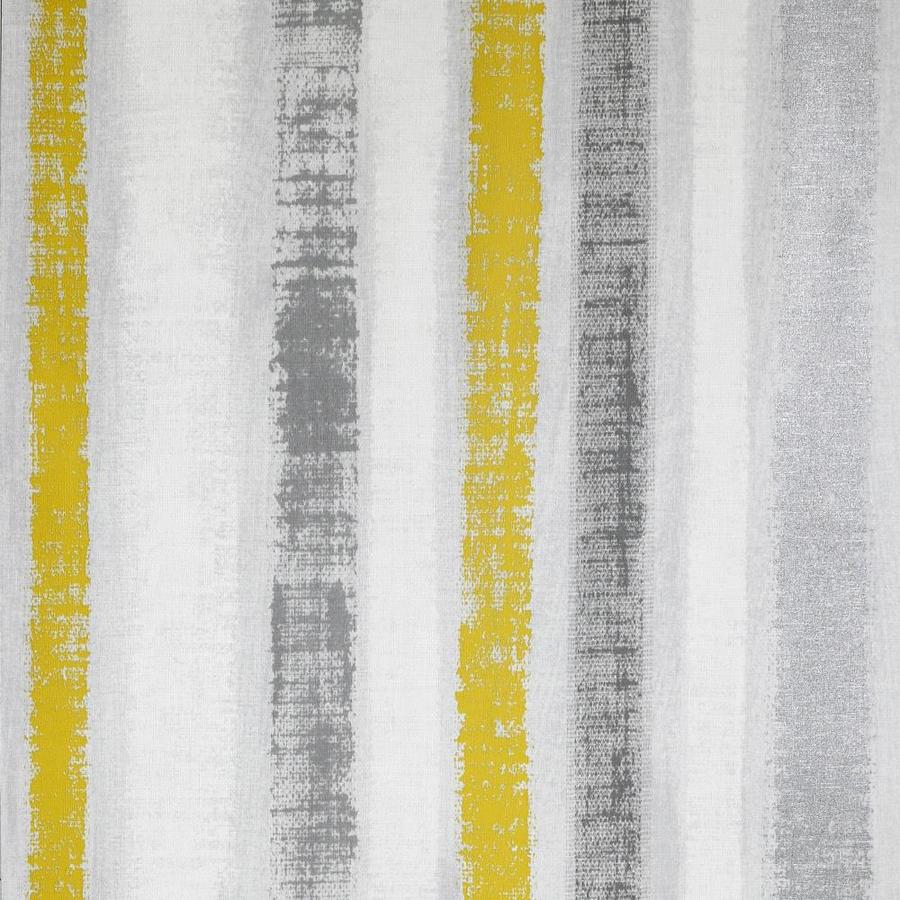 Arthouse Painted Stripe Ochre and Grey Vinyl Wallpaper in the Wallpaper