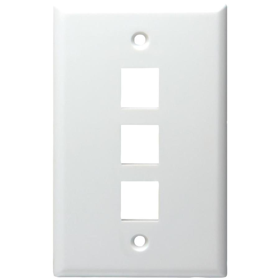 Electronics 3Gang Keystone White Triple Standard Wall Plate in the Wall Plates